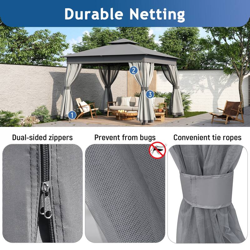10x10 Outdoor Gazebo Tent with Double Roofs