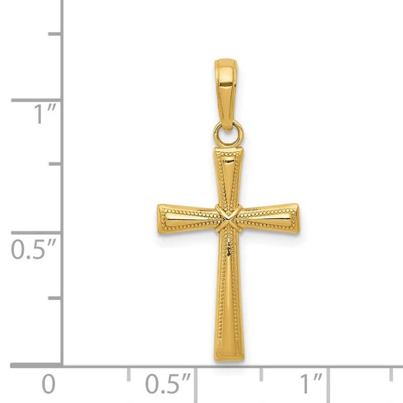 Curata 14k Yellow Gold 18" Diamond-Cut X Cross Pendant Necklace - 27x14mm
