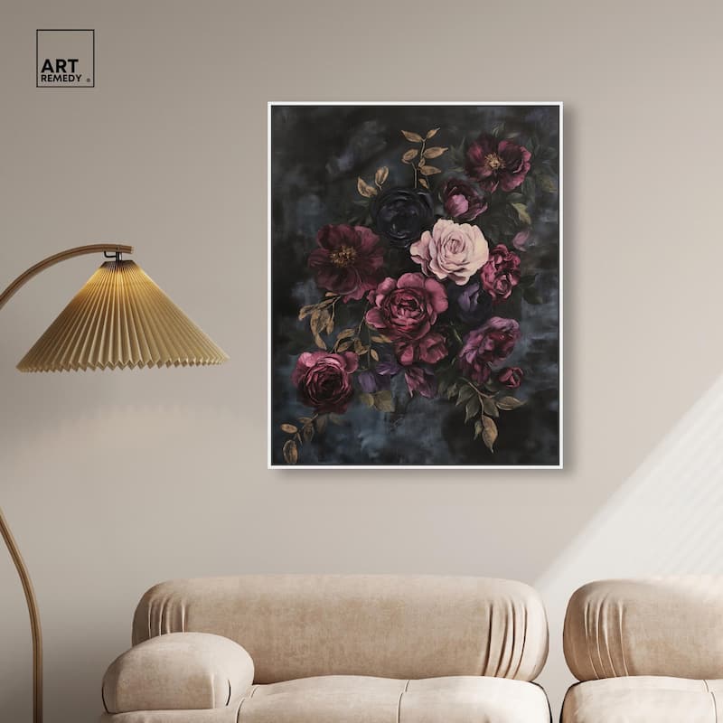 Vintage Dark Roses Canvas by Art Remedy