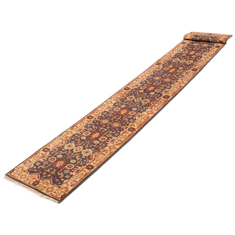 ECARPETGALLERY Hand-knotted Serapi Heritage Dark Grey Wool Rug - 2'5 x 19'6