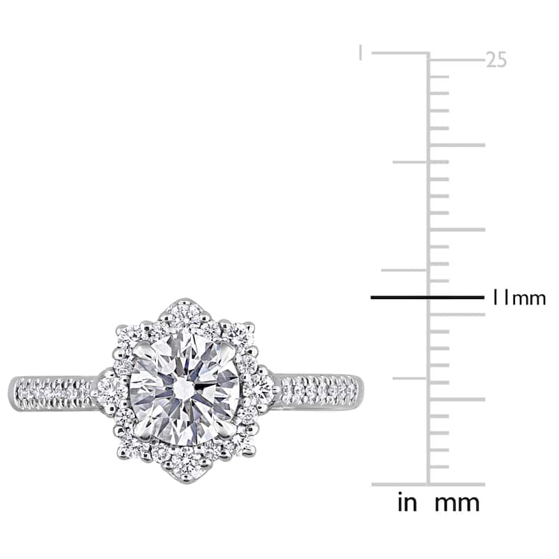 1 1/6ct TW Round Lab-Grown Diamond Halo Engagement Ring in 14k White Gold