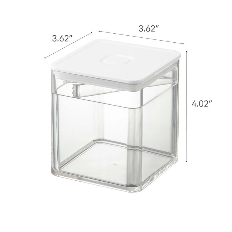Yamazaki Home Vacuum-Sealing Food Container - Two Styles, Polypropylene, Tongs, 500ml - L 3.62 x W 3.62 x H 4.02 inches