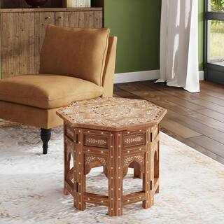 Rashmi Wood & Bone Inlay Side Table