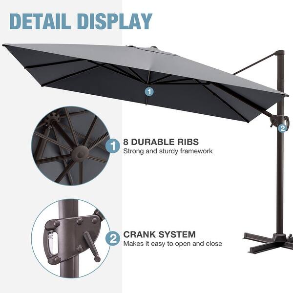 cantilever patio umbrella 9.8& 39 PURPLE LEAF Outdoor 8' x 8' Square Premium Sun Protection Grey Tilt Crank System Sunnyglade 9' Patio Umbrella Outdoor
