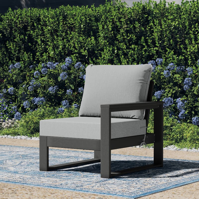 Polytrends Endless Patio Deep Seating Right Arm Chair with Gray Frame