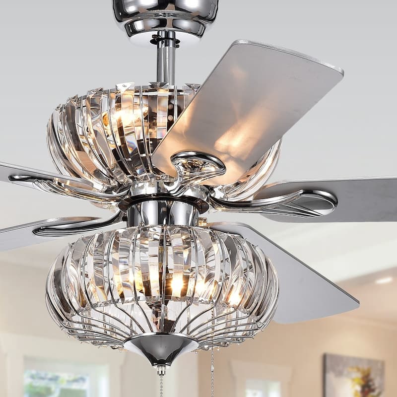 Chrome Crystal 6-light 52-inch Ceiling Fan incl Remote