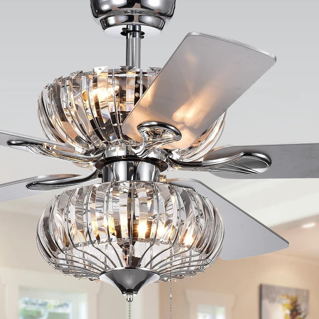 Chrome Crystal 6-light 52-inch Ceiling Fan incl Remote