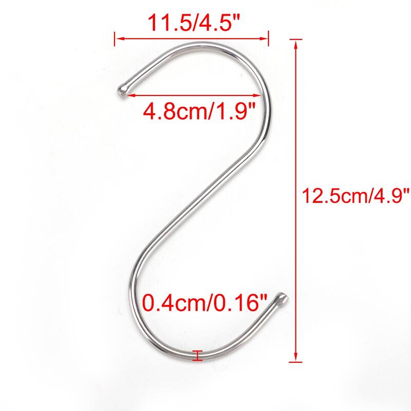 Stainless Steel S Shape Clothes Towel Hanging Hooks Holder 10 Pcs - Silver Tone - 4.9" x 4.5" x 0.16"(L*W*T)