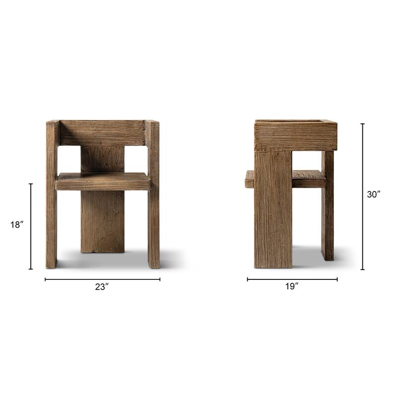 Jennifer Taylor Home Avenel Solid Reclaimed Elm Sculptural Block Accent Chair