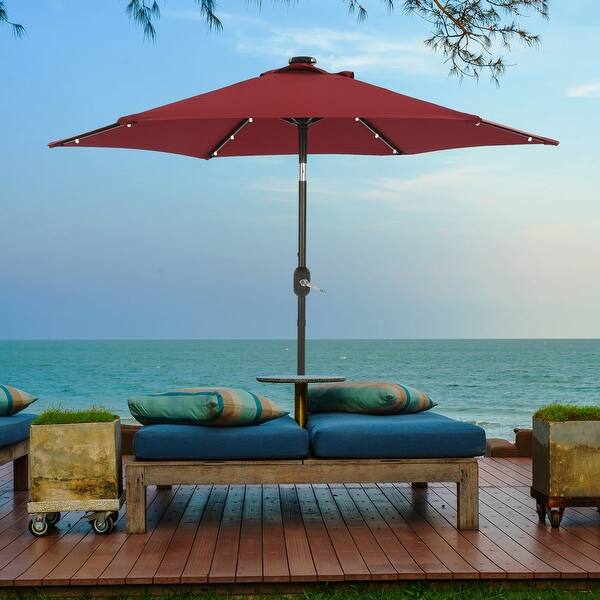 7.5 patio umbrella with lights 7.5 FT Solar LED Lights Patio Outdoor Umbrella with UV-Resistant - Bed Bath  & Beyond