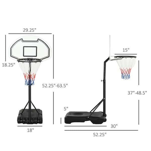 dimension image slide 0 of 3, Aosom Portable Swimming Pool Basketball Hoop, 30 Inch Backboard with a Telescoping Height & All-Weather Build