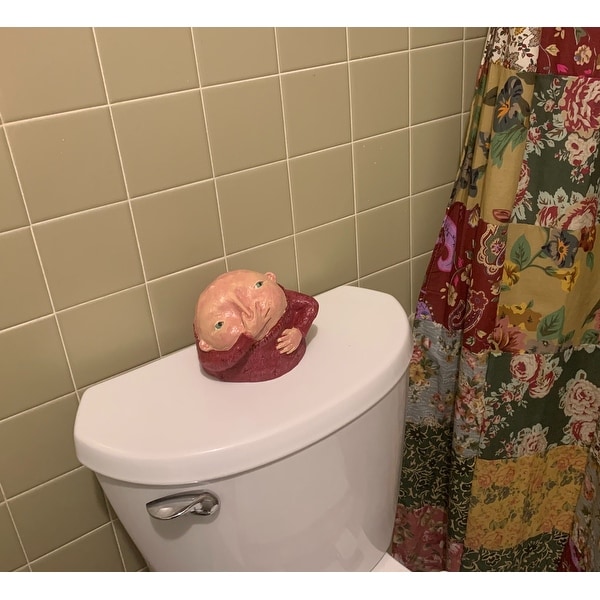 Primitive Kitschy Figurine Bathroom Decor Boy Holding Nose Sculpture