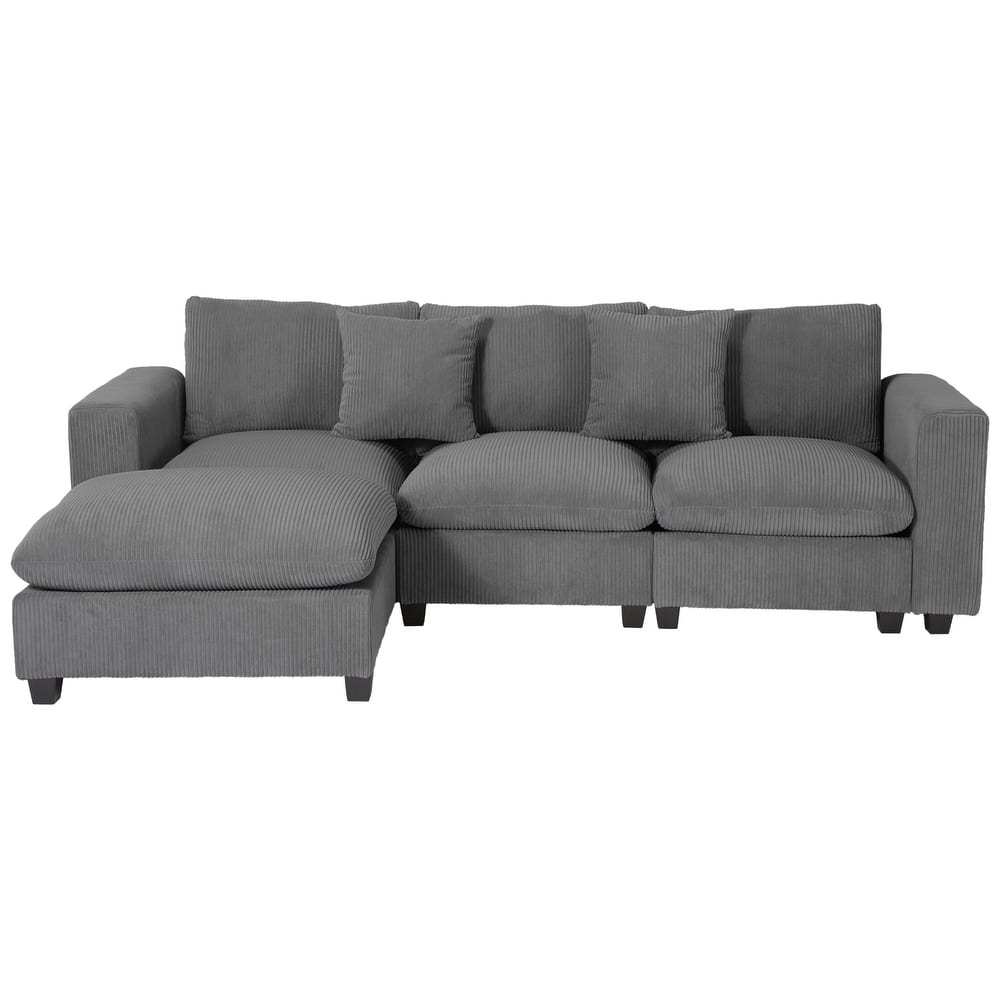 Hamilton 4-Piece Corduroy Upholstered Modular Sectional with USB Port