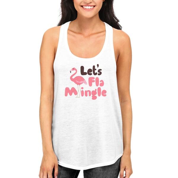 Shop Cute White Let S Flammingle Women Tank Top For Summer Beach