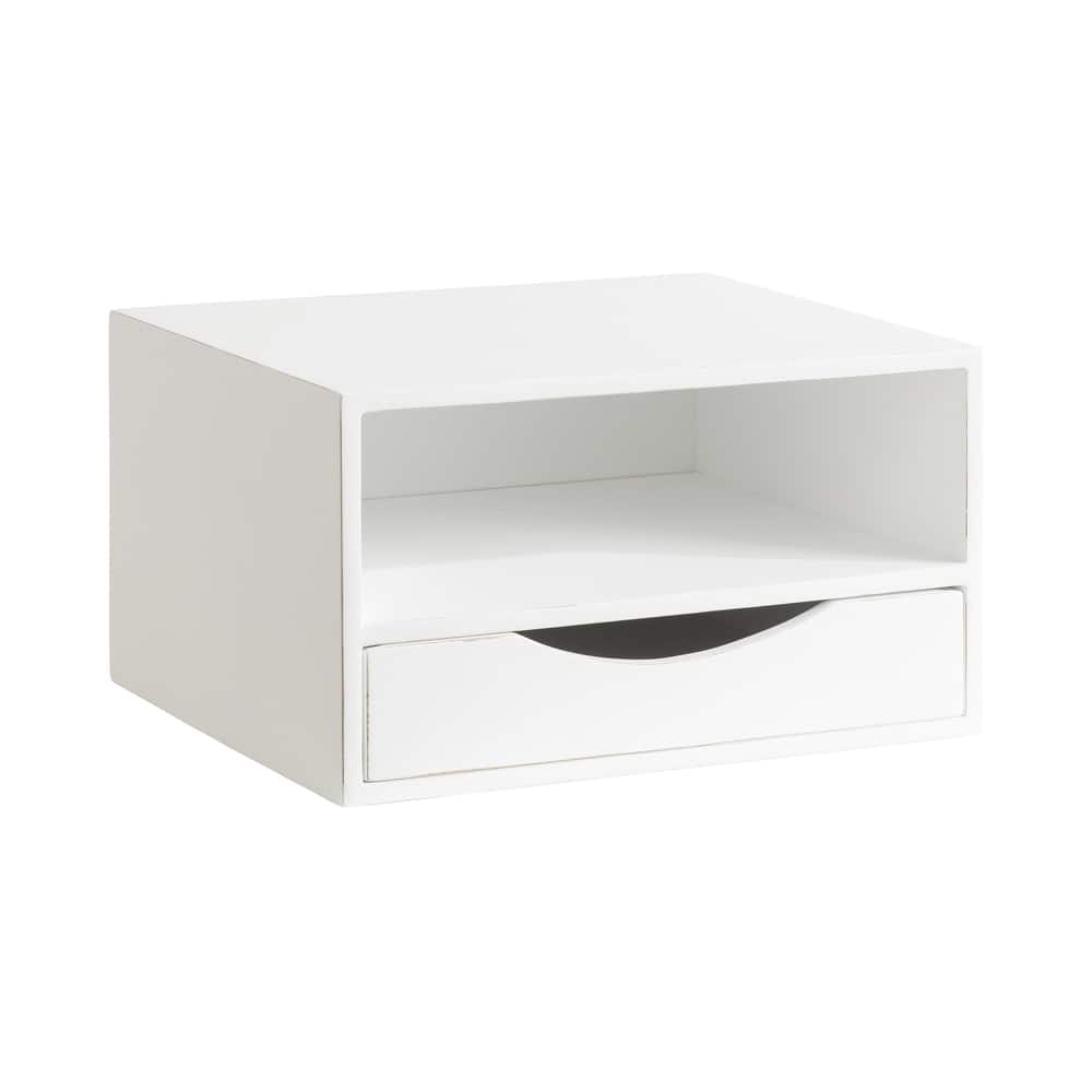 Kate and Laurel Hutton Floating Wall Shelf with Drawer - 12.5x10x7