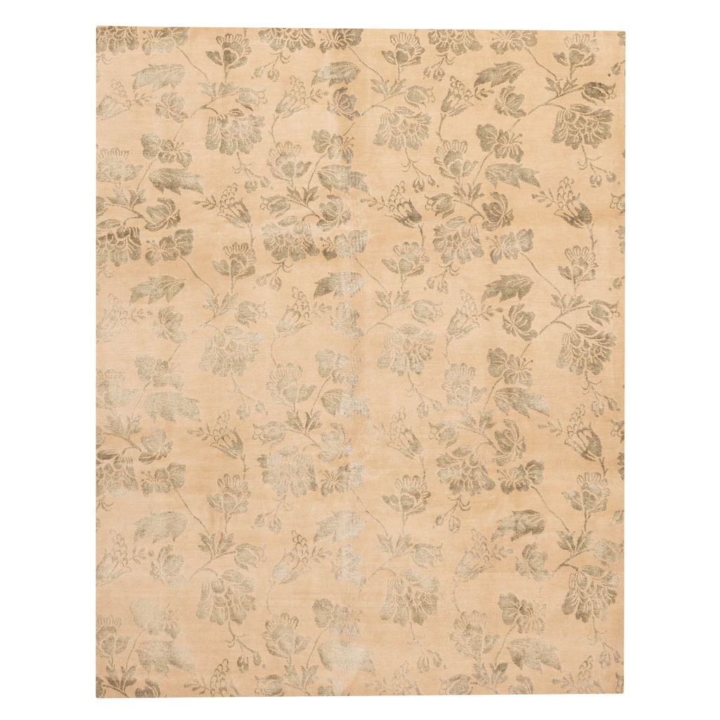 ECARPETGALLERY Hand-knotted Opulence Khaki Silk, Wool Rug - 8'0 x 10'0
