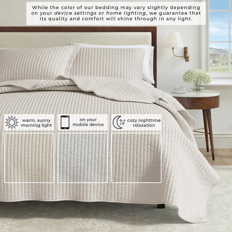 Linery & Co. Detailed Channel Stitch Microfiber Quilt Set With Shams.