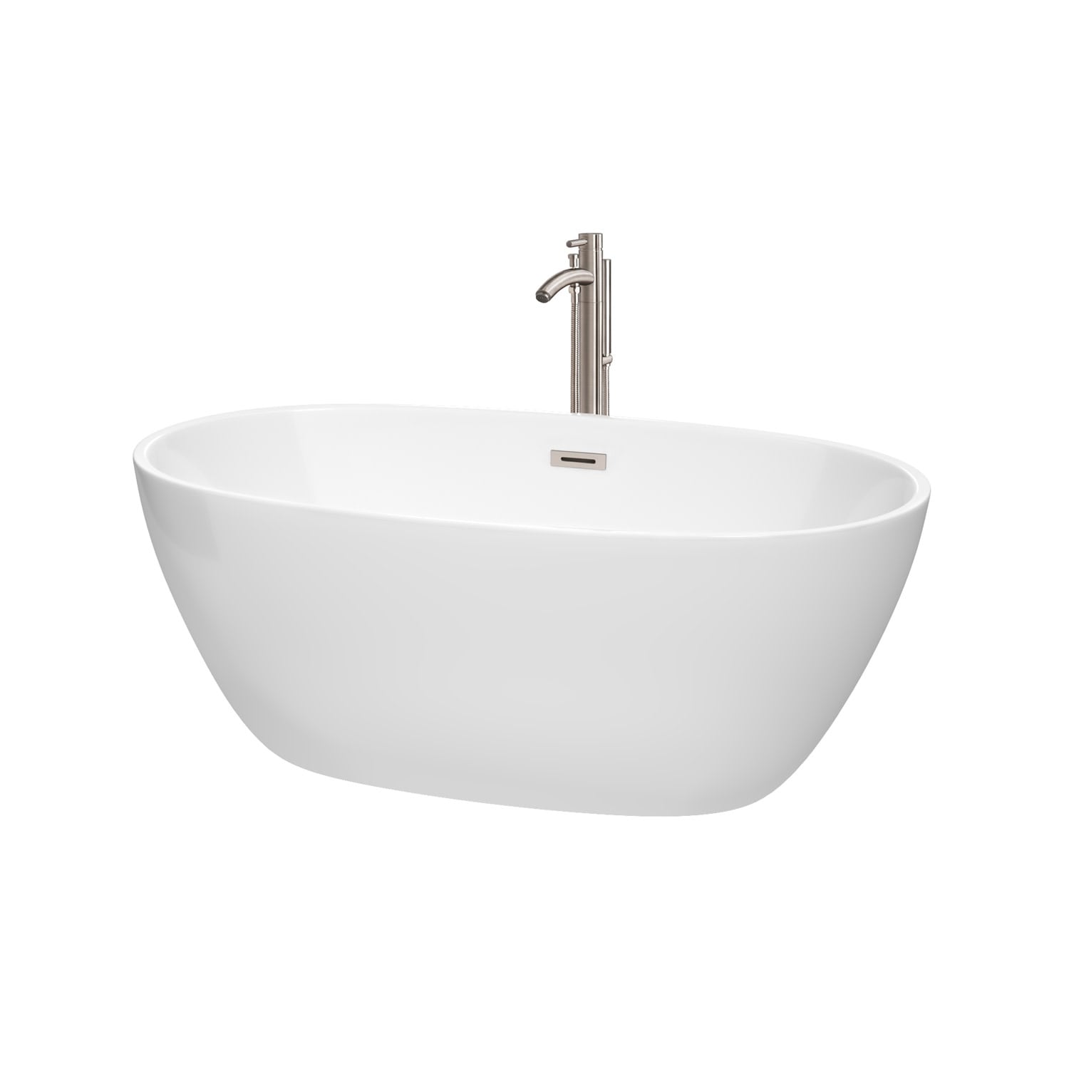 Wyndham Collection Juno 59" Freestanding Soaking Tub with Tub Filler