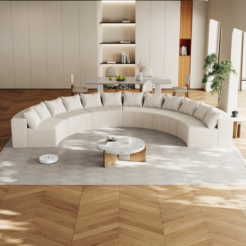 Oversize Curved Corduroy Sectional Sofa 181" Symmetrical Modular Couch