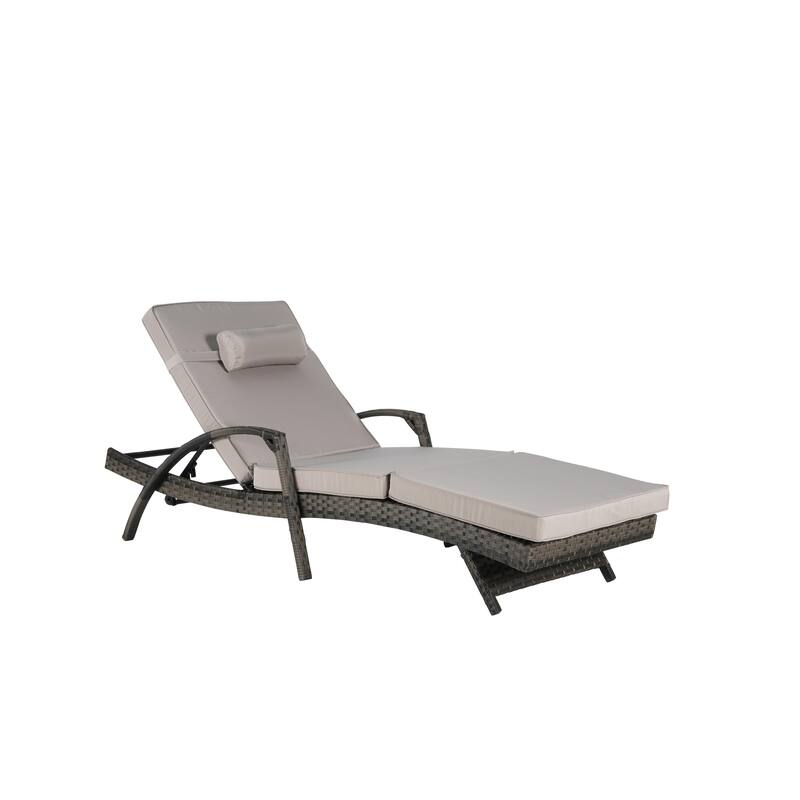 Wicker Curved Lounge Chair Set of 2, Outdoor Reclining Chairs with Cushions & 5 Adjustable Reclining Angles