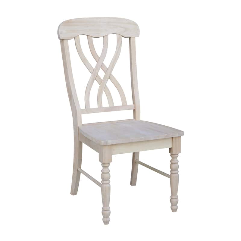 International Concepts Solid Wood Lattice Back Dining Chairs, Set of 2 - Unfinished