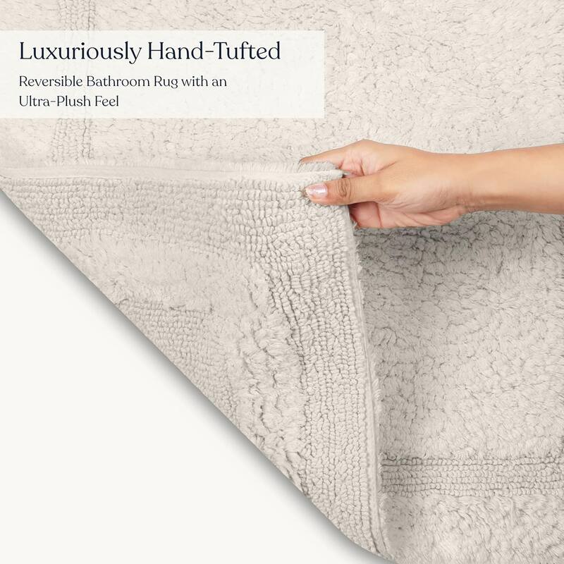 Delara Organic Cotton Reversible Bath Mat, 3000 GSM, GOTS Certified, Ultra-Thick & Super Absorbent, Quick-Drying Bathroom Rug