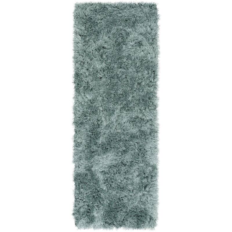 Well Woven Kuki Chie Glam Solid Shag Area Rug - 2' 7" x 7' 3" - Blue - Runner