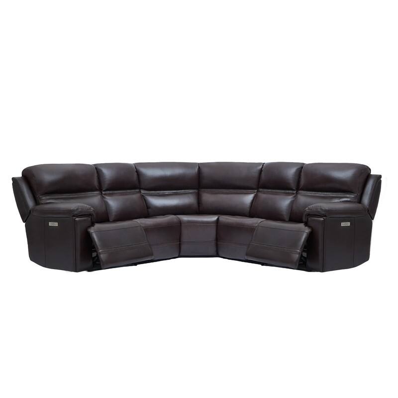 108" W Premium Genuine Leather Dual-Power Sectional Sofa with Zero Gravity, USB & Type-C Ports and 1 Power armless chair