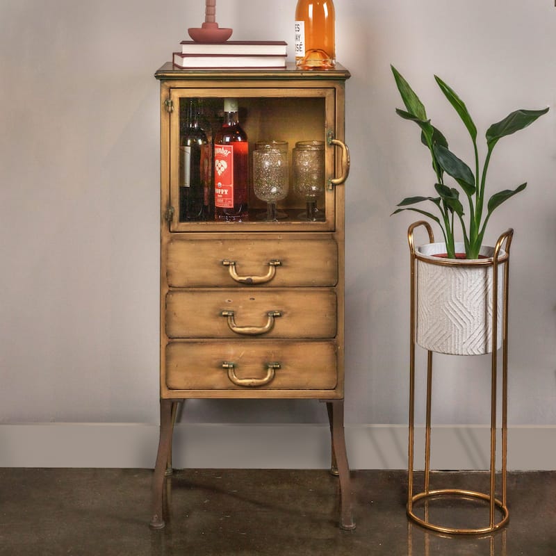 Sleek Metal Cabinet Storage with 3 Drawers