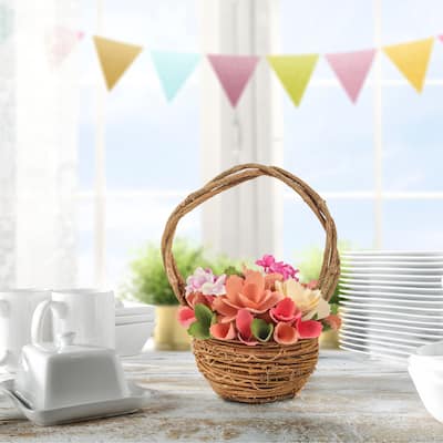 National Tree Company 10 in. Spring Pink Floral Basket