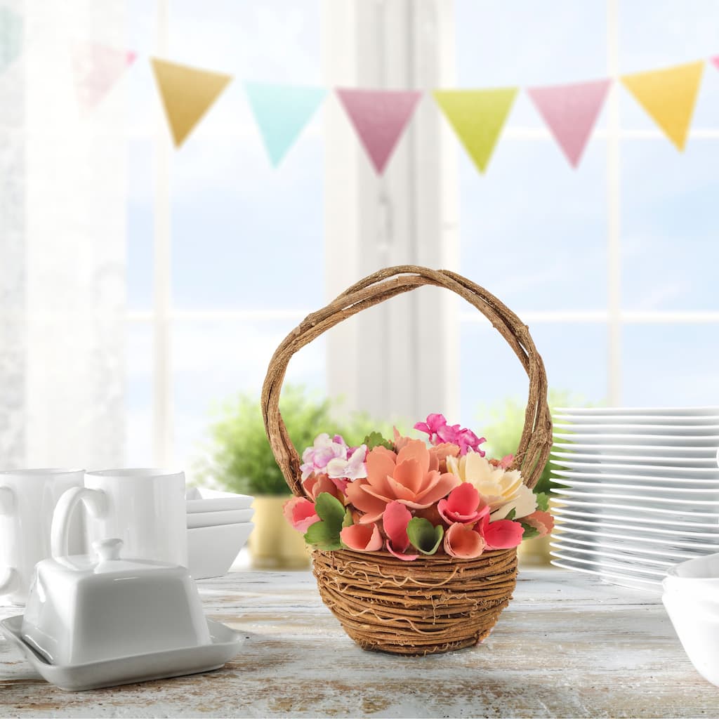 National Tree Company 10 in. Spring Pink Floral Basket