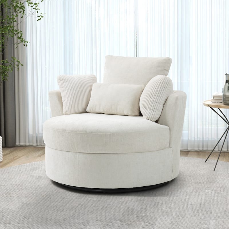 Modern Swivel Chair with Pillows for living room