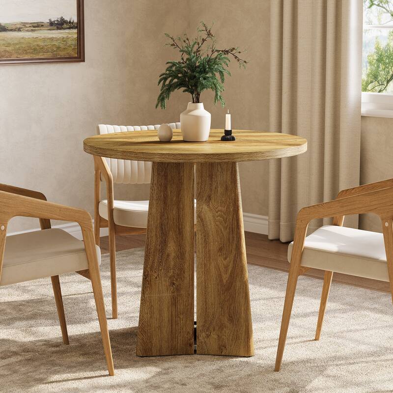 31.5" Round Dining Table for 2 People, Farmhouse Dining Room Table