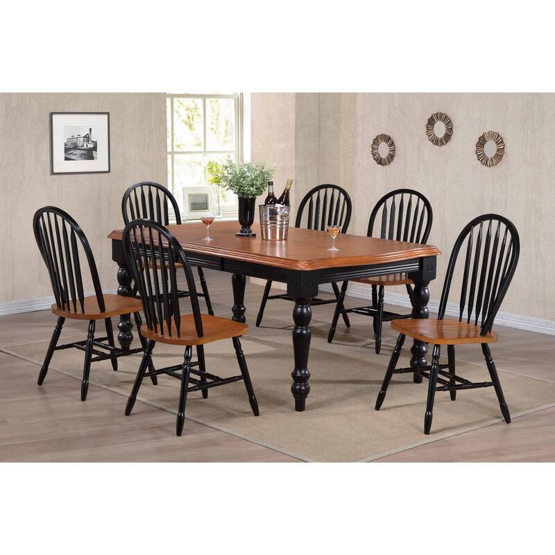 set of 2 antique black and brown andrews arrowback dining chair 38"