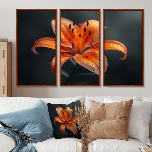 Designart - Orange Black Lily Springtime Photo IV - Lilies Framed