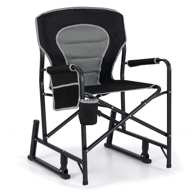 Goplus Outdoor Rocker Camping Chair for Adults with Dual Springs - See Details - Black