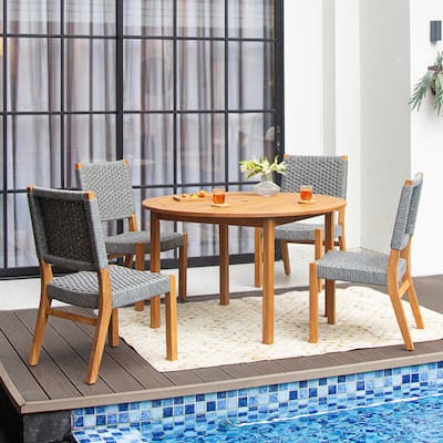 Cambridge Casual Zephyr 5-piece Teak Patio Dining Set with Round Dining Table