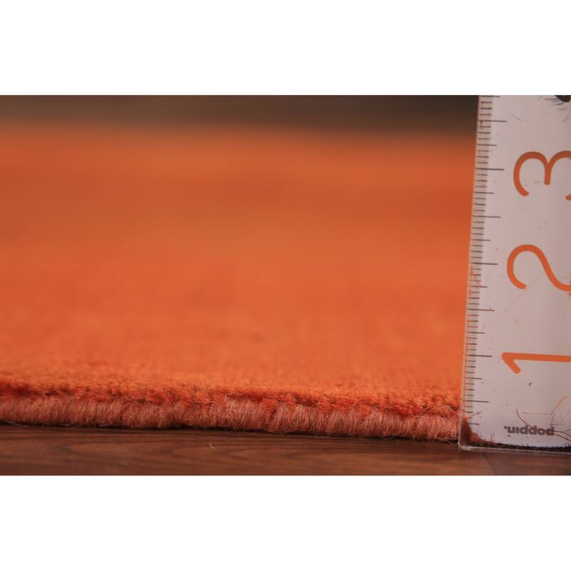 Orange Modern Gabbeh Area Rug Oriental Hand-Knotted Wool Carpet - 4'8" x 6'4"