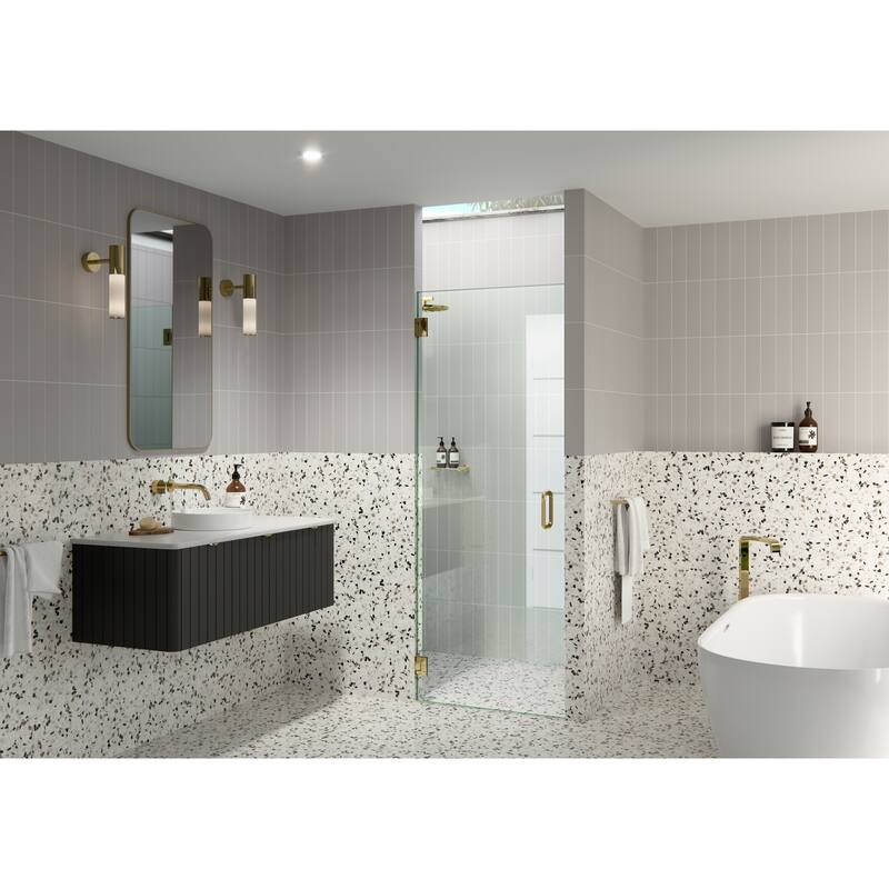 Albedo 26 in. W x 78 in. H Fully Frameless Hinged Shower Door - Width Adj 26.375 - 26.775