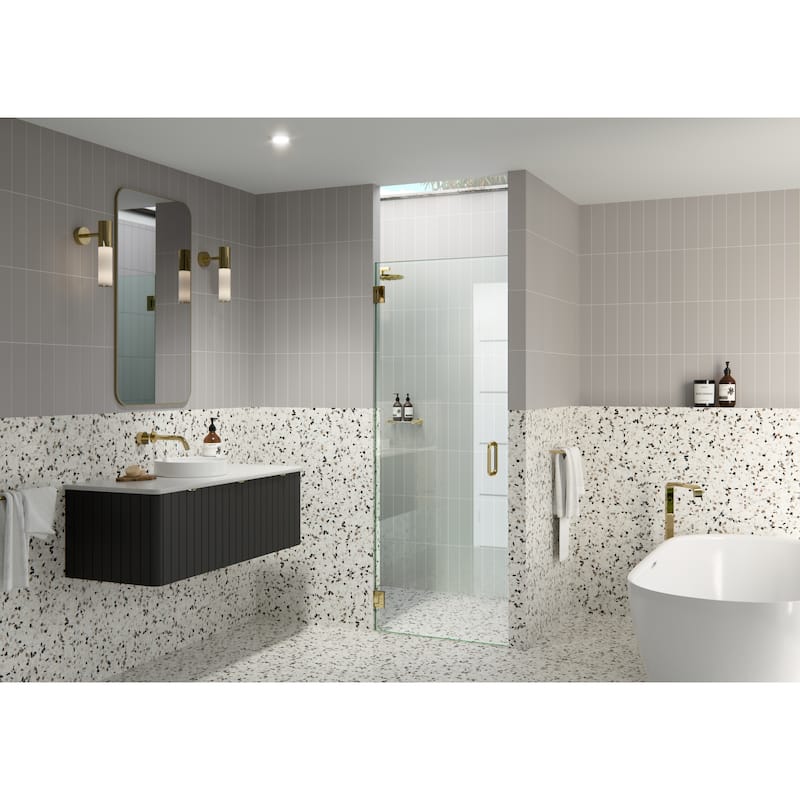 Albedo 29 in. W x 78 in. H Fully Frameless Hinged Shower Door - Width Adj 29.375 - 29.775