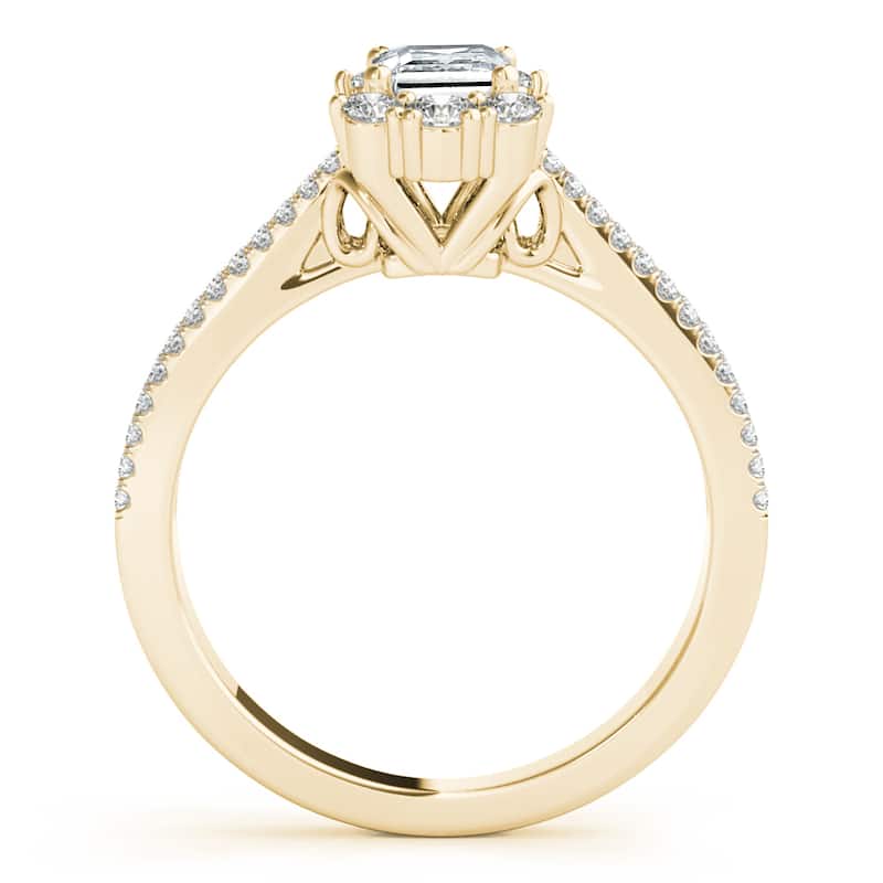 Auriya 14k Yellow Gold Lab Grown Emerald Diamond Halo Engagement Ring 0.50 to 5.00 ct. tw. (F-G VS)