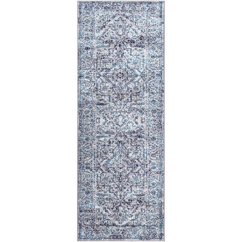 Livabliss Abbas Navy/Gray Vintage Traditional Area Rug