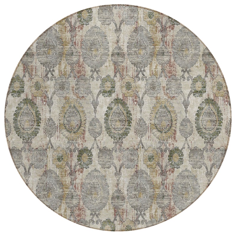 Machine Washable Indoor/ Outdoor Chantille Traditional Floral Rug