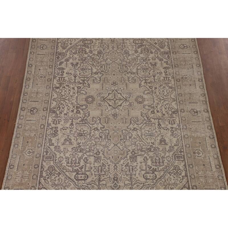 Distressed Tabriz Persian Vintage Rug Handmade Traditional Wool Carpet - 6'5"x 9'2"