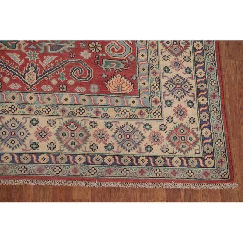Traditional Red Kazak Area Rug Hand-Knotted Wool Carpet - 8'1" x 9'11"