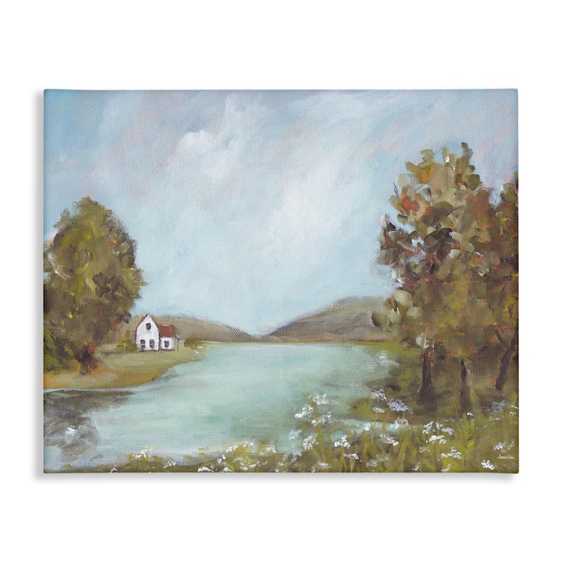 Stupell Distant Cottage Across River Canvas Wall Art Design By Amanda Hilburn - 40 x 30