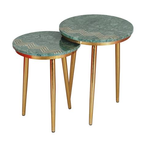 Somette Avery Green & Gold Set of 2 Nesting Tables