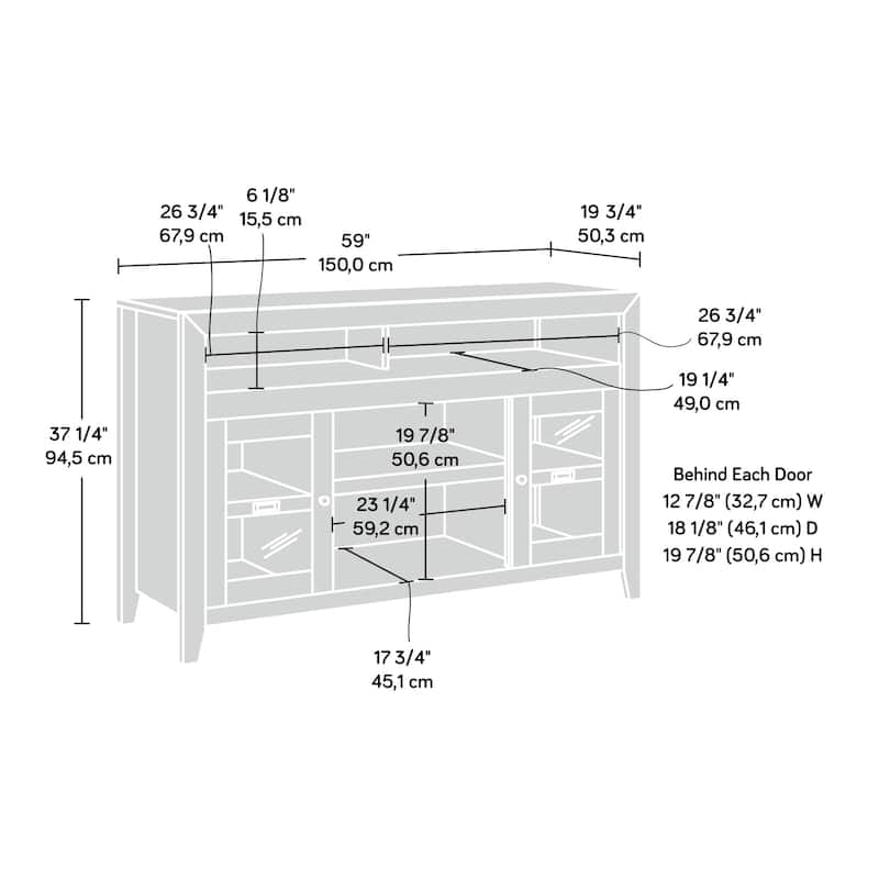 Wood Fireplace Credenza for TVs up to 60", Brown - 38.07" W x 19.45" D x 29.76" H
