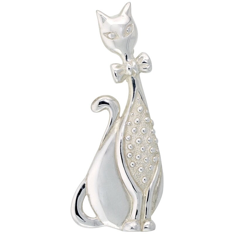Shop Sterling Silver Whimsical Sitting Cat Brooch Pin 2 1 4 58