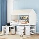 preview thumbnail 19 of 33, Twin Size House-Shaped Wood Bed Low Loft Bed with Desk & Shelf, Unique Kids Bed Tent Bed with Drawer and Roof for Boys Girls White - Twin